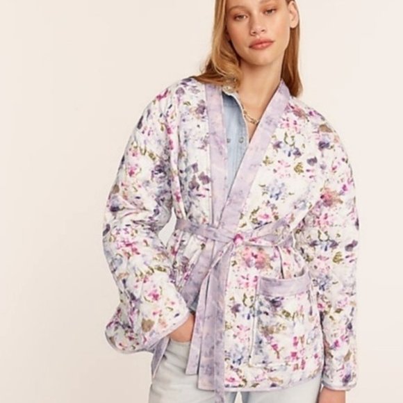 J. Crew x Flora Obscura Quilted Reversible Wrap Jacket Size Small NWT - Picture 1 of 6
